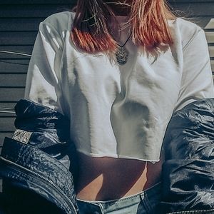 White Long-sleeve Crop Top